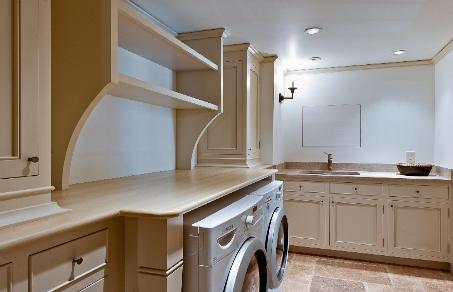 Lower Level Laundry with Travetine flooring